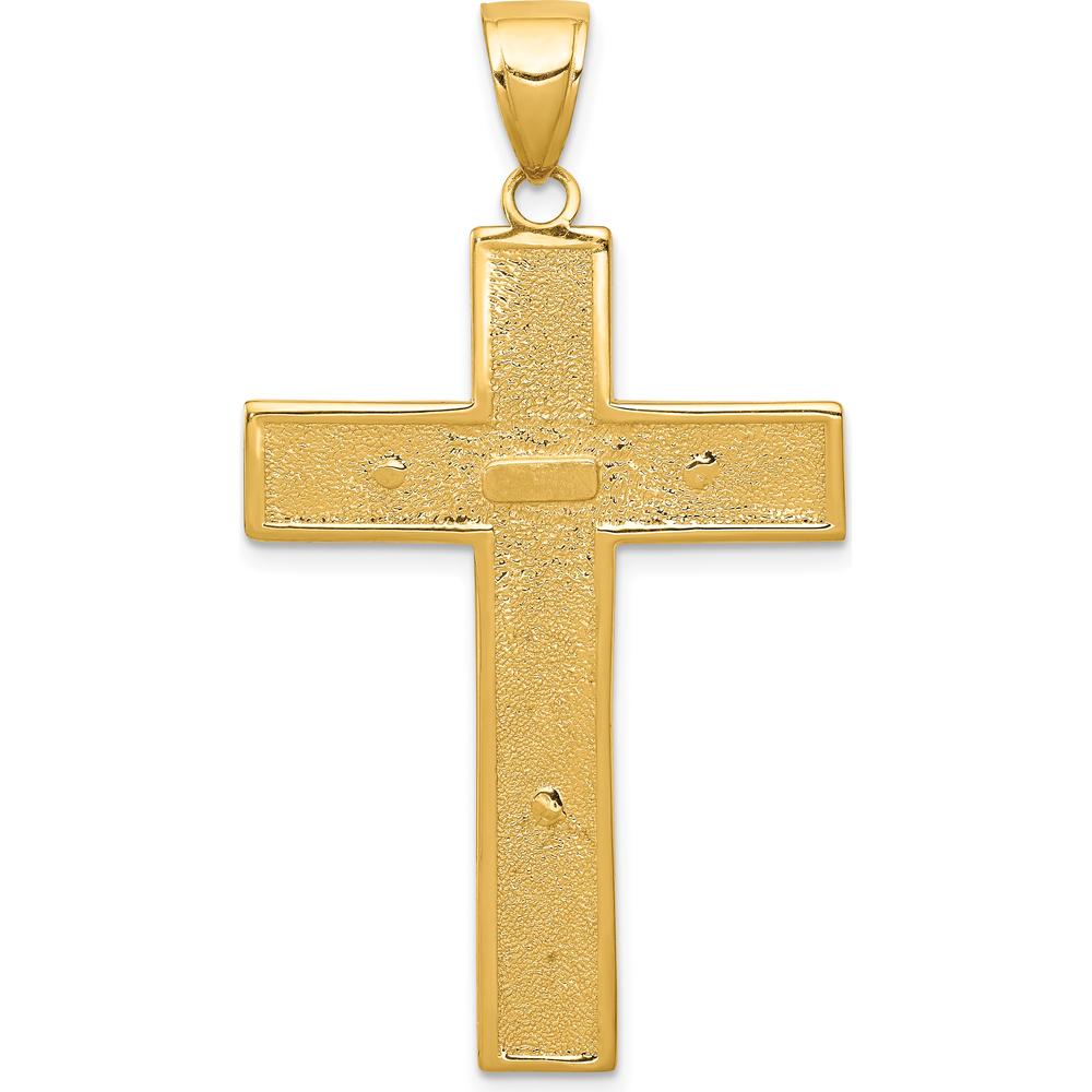 10K Yellow Gold Textured Latin Cross Pendant - Faith-Inspired Design