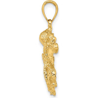 10K Yellow Gold Textured Octopus Charm - 28mm Length