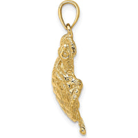 10K Yellow Gold Textured Sea Turtle Pendant - Nature-Inspired Charm