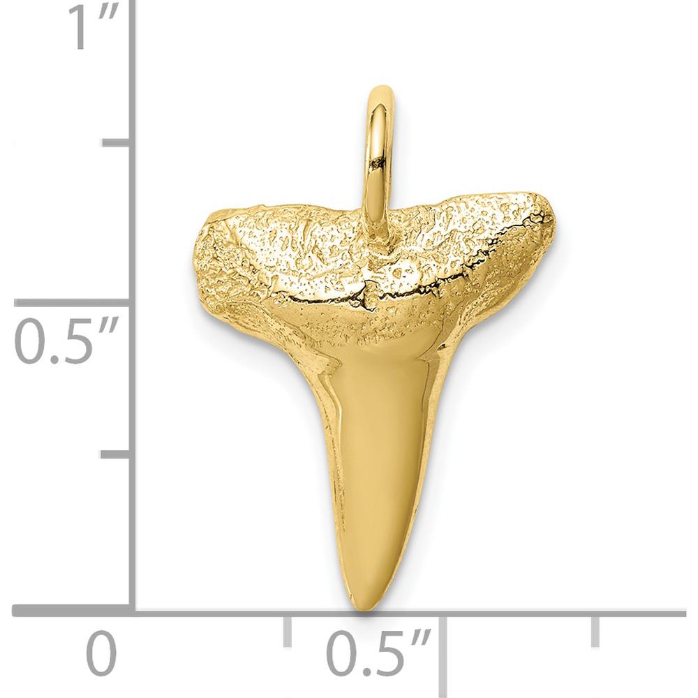 10K Yellow Gold Textured Shark Tooth Pendant - Modern Nature-Inspired Design