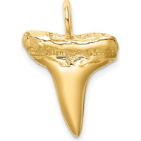 10K Yellow Gold Textured Shark Tooth Pendant - Modern Nature-Inspired Design