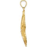 10K Yellow Gold Textured Starfish Pendant Charm - Ocean-Inspired Nautical Jewelry