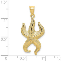 10K Yellow Gold Textured Starfish Pendant Charm - Ocean-Inspired Nautical Jewelry