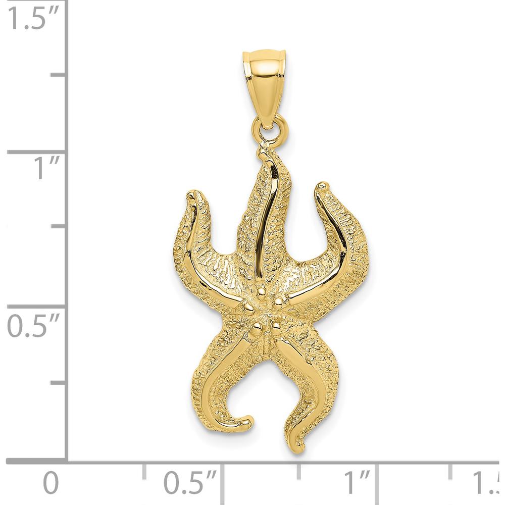 10K Yellow Gold Textured Starfish Pendant Charm - Ocean-Inspired Nautical Jewelry
