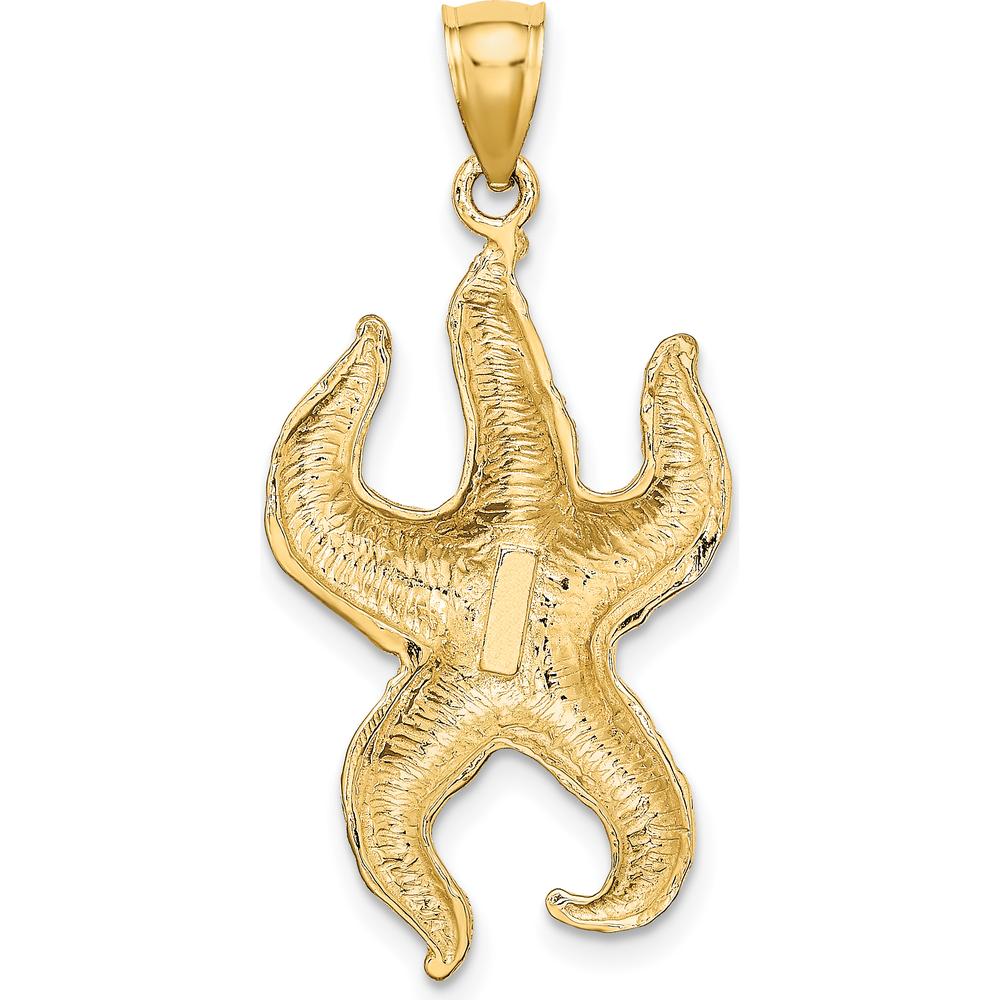 10K Yellow Gold Textured Starfish Pendant Charm - Ocean-Inspired Nautical Jewelry