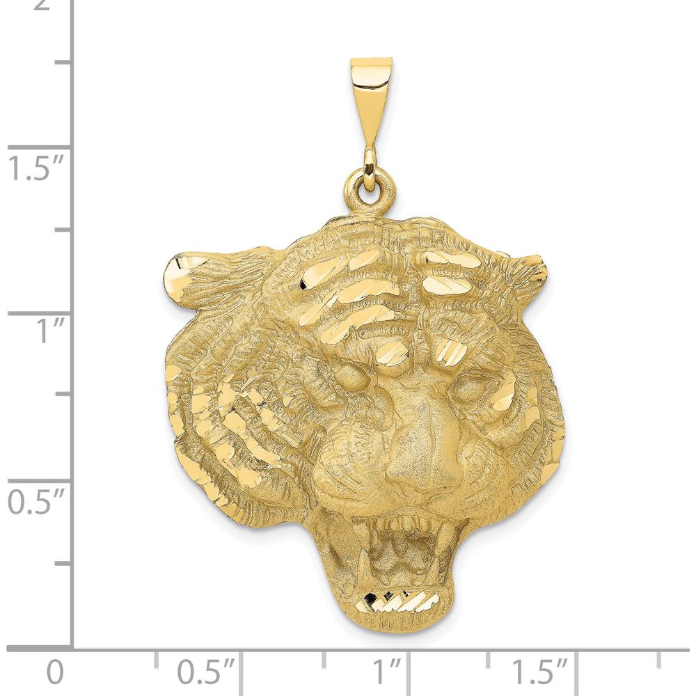 10K Yellow Gold Tiger Head Pendant - Polished Finish