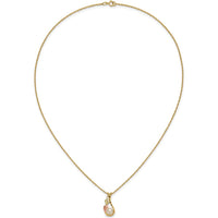 10K Yellow Gold Tri-Color Freshwater Pearl Necklace with Gold Leaf Accents