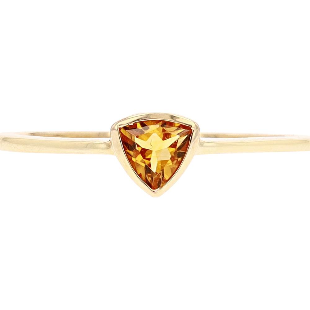 10K Yellow Gold Trillion - Cut Citrine Ring - 1.20 Carat Total Gemstone Weight