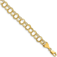 10K Yellow Gold Triple Link Charm Bracelet - 7" Length