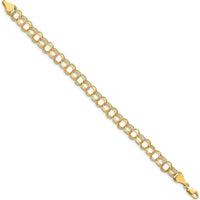 10K Yellow Gold Triple Link Charm Bracelet - 7" Length
