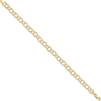 10K Yellow Gold Triple Link Charm Bracelet with Polished Finish - 8in Length