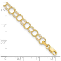 10K Yellow Gold Triple Link Charm Bracelet with Polished Finish - 8in Length