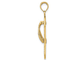 10K Yellow Gold Triple Turtle Flip-Flop Pendant Charm - Polished Finish - 32.7mm Length