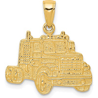 10K Yellow Gold Truck Cab Pendant - Polished Finish, Solid Gold Charm