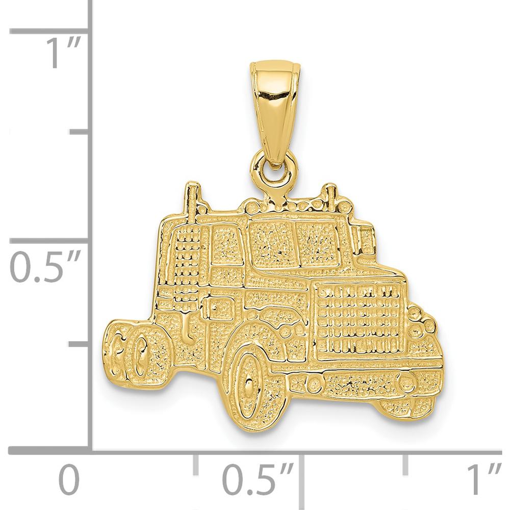 10K Yellow Gold Truck Cab Pendant - Polished Finish, Solid Gold Charm