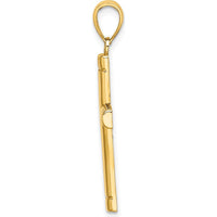 10K Yellow Gold Tubular Cross Pendant - Polished Finish, 32.15mm Length