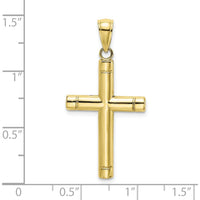 10K Yellow Gold Tubular Cross Pendant - Polished Finish, 32.15mm Length
