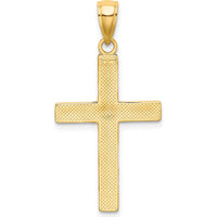 10K Yellow Gold Tubular Cross Pendant - Polished Finish, 32.15mm Length