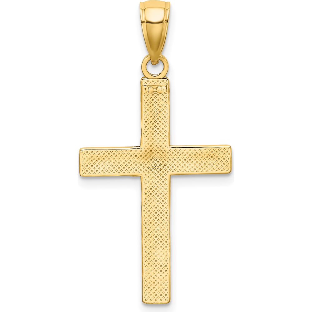 10K Yellow Gold Tubular Cross Pendant - Polished Finish, 32.15mm Length