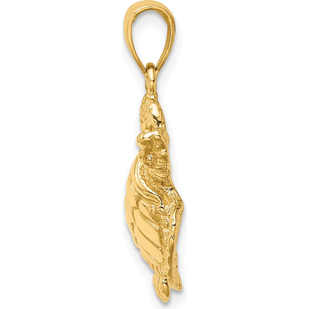 10K Yellow Gold Turtle Pendant with Textured Detailing - 26.5mm Length
