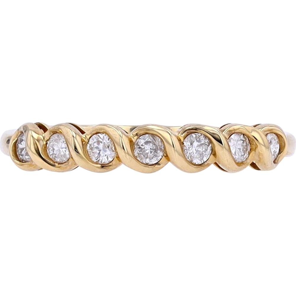 10K Yellow Gold Twisted Diamond Band with Round Diamonds - 0.25 Carats Total Diamond Weight