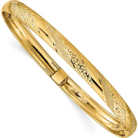 10K Yellow Gold Twisted Diamond-Cut Flexible Bangle - 6.2mm Width