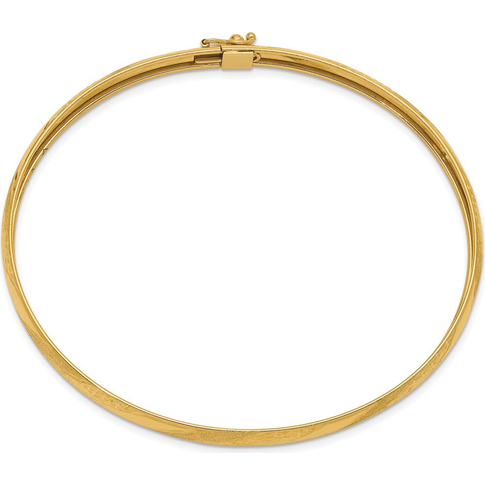 10K Yellow Gold Twisted Diamond-Cut Flexible Bangle - 6.2mm Width