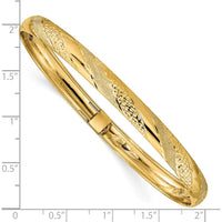 10K Yellow Gold Twisted Diamond-Cut Flexible Bangle - 6.2mm Width