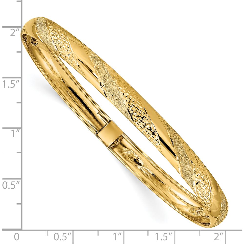 10K Yellow Gold Twisted Diamond-Cut Flexible Bangle - 6.2mm Width