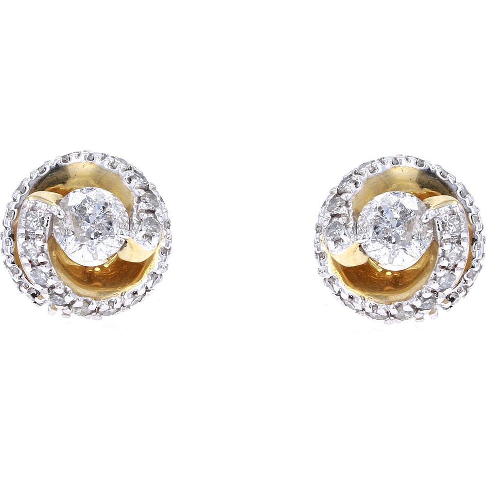 10K Yellow Gold Twisted Diamond Stud Earrings - 1.00 Carat Total Diamond Weight