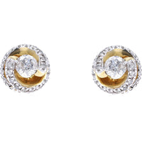 10K Yellow Gold Twisted Diamond Stud Earrings - 1.00 Carat Total Diamond Weight