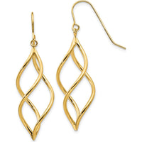 10K Yellow Gold Twisted Drop Dangle Earrings - Elegant Gold Jewelry
