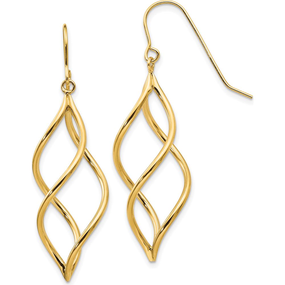 10K Yellow Gold Twisted Drop Dangle Earrings - Elegant Gold Jewelry