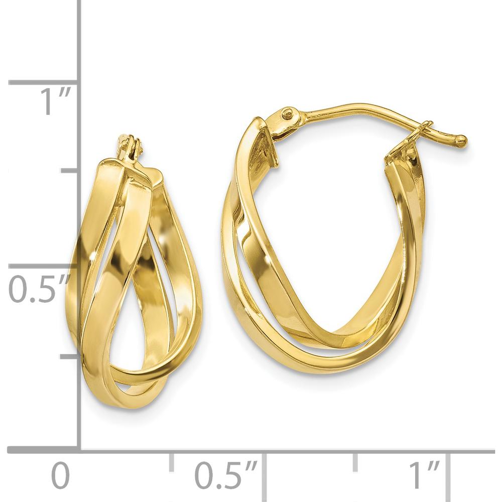 10K Yellow Gold Twisted Hoop Earrings - Polished Finish, 18.28mm Length, 4.47mm Thickness