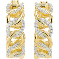 10K Yellow Gold Twisted Hoop Earrings with Pavé-Set Round Diamonds - 0.25 Carat Total Diamond Weight