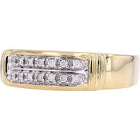 10K Yellow Gold Two-Row Wedding Band with Bar-Set Round Diamonds - 0.07 Carat Total Diamond Weight