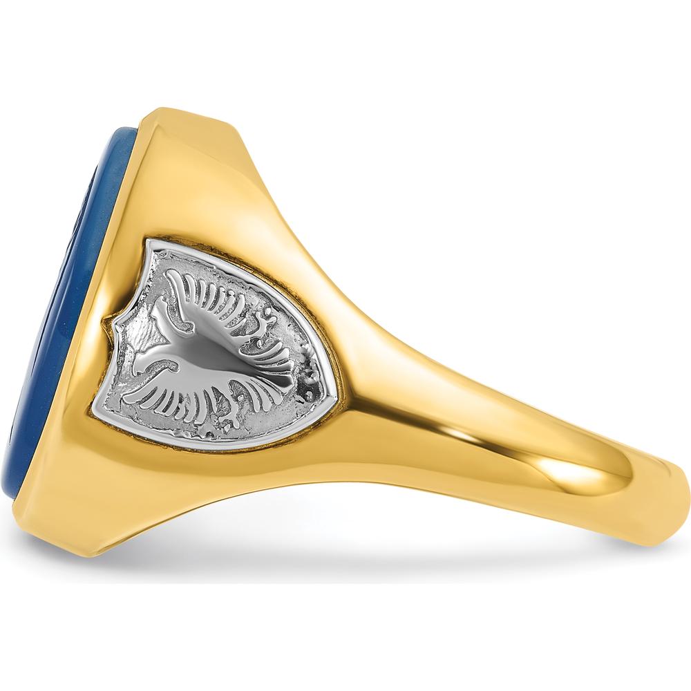 10K Yellow Gold Two-Tone Men's Blue Agate Carved Ring by IBGoodman