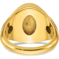 10K Yellow Gold Two-Tone Men's Blue Agate Carved Ring by IBGoodman