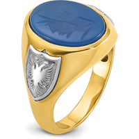 10K Yellow Gold Two-Tone Men's Blue Agate Carved Ring by IBGoodman