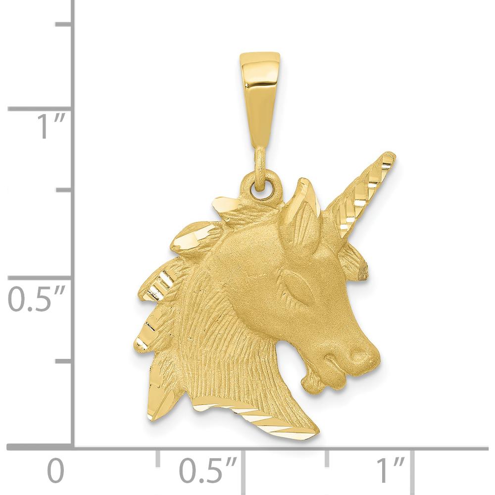 10K Yellow Gold Unicorn Head Charm Pendant - 30mm x 19mm