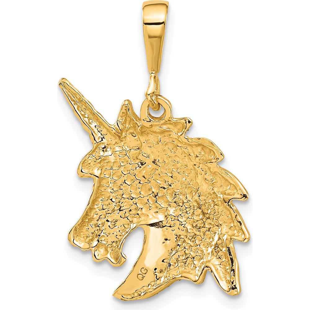 10K Yellow Gold Unicorn Head Charm Pendant - 30mm x 19mm