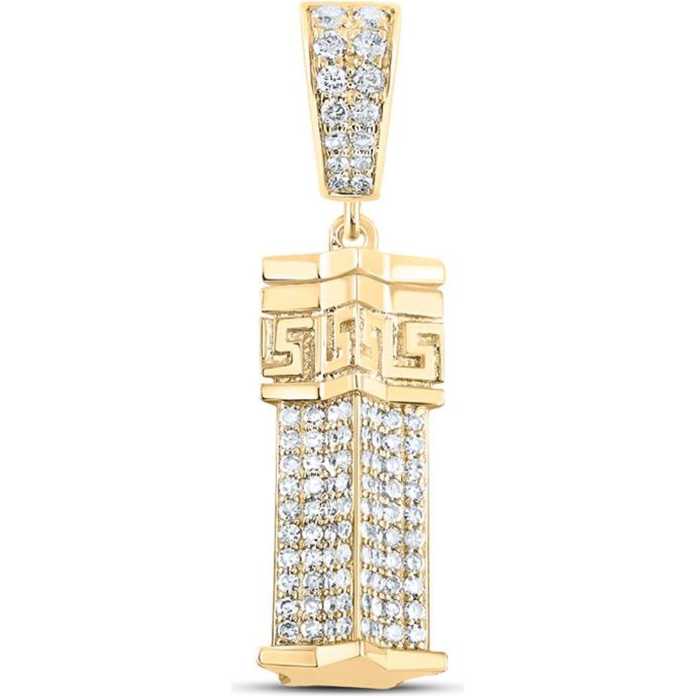 10K Yellow Gold Urn-Shape Pendant with Pave-Set Round Diamonds - 1.41 Carat Total Diamond Weight