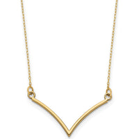 10K Yellow Gold V-Shaped Pendant Necklace with Diamond-Cut Detail - 18" Cable Chain