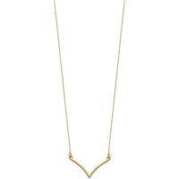 10K Yellow Gold V-Shaped Pendant Necklace with Diamond-Cut Detail - 18" Cable Chain