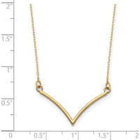 10K Yellow Gold V-Shaped Pendant Necklace with Diamond-Cut Detail - 18" Cable Chain