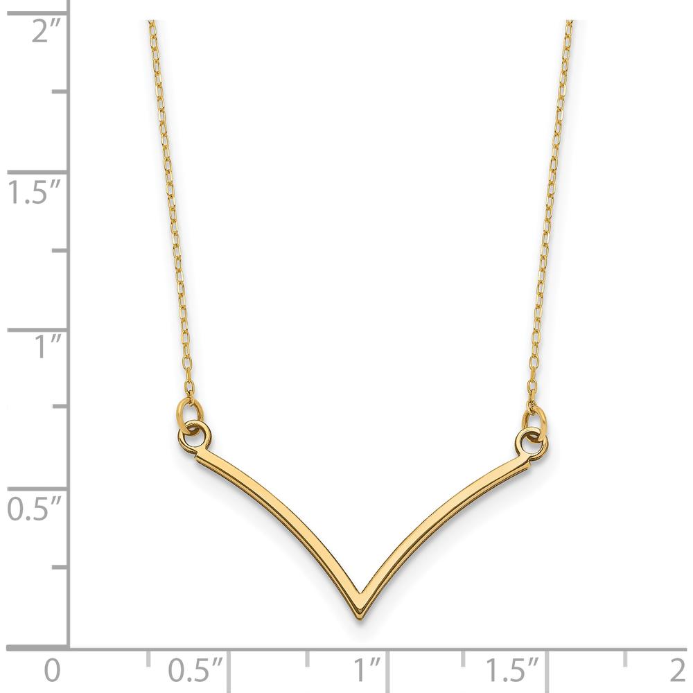 10K Yellow Gold V-Shaped Pendant Necklace with Diamond-Cut Detail - 18" Cable Chain