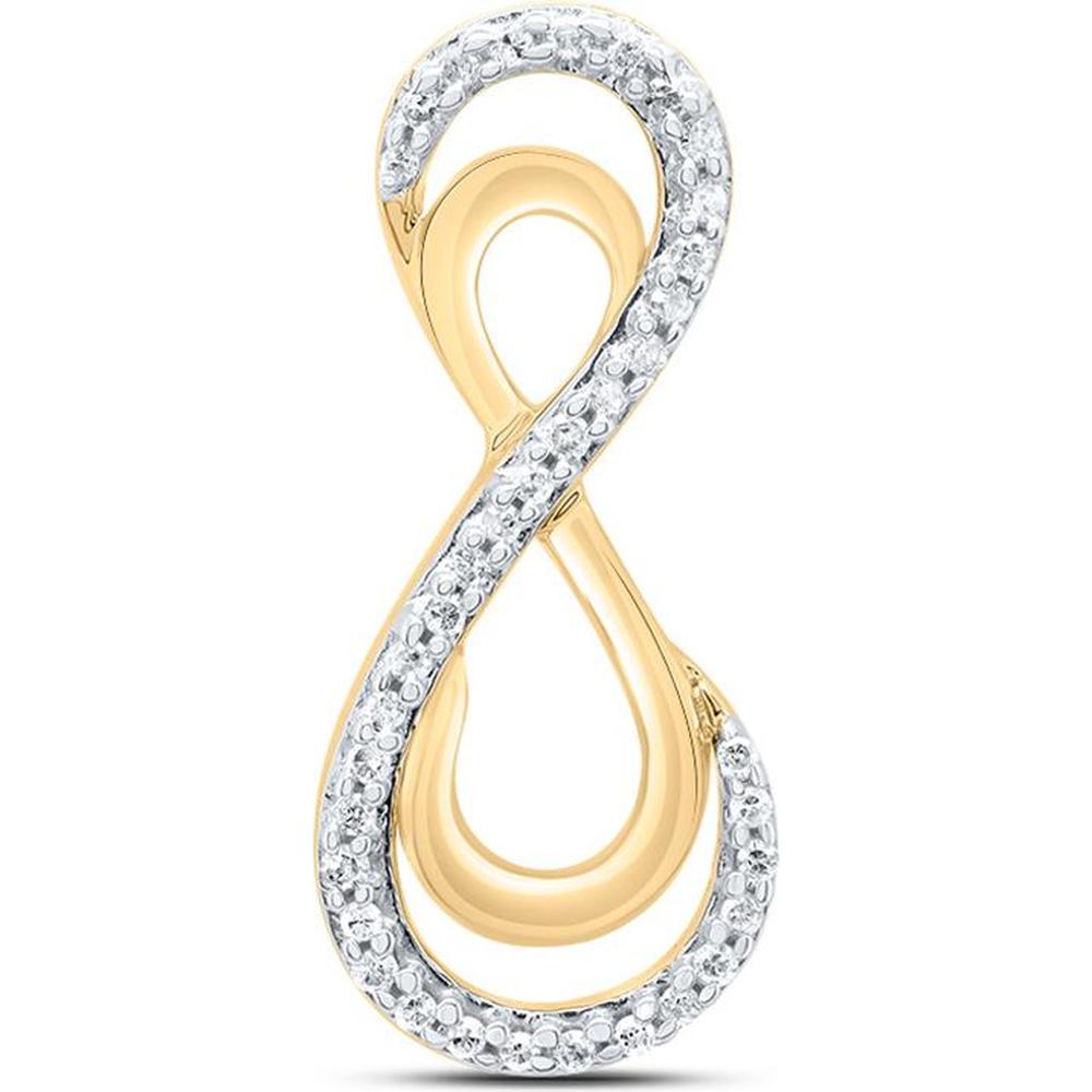 10K Yellow Gold Vertical Double Infinity Pendant with Prong-Set Round Diamonds - 0.10 Carat Total Diamond Weight