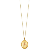 10K Yellow Gold with 12K Rose and Green Accents Locket Necklace with 14K Gold-filled Chain