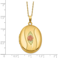 10K Yellow Gold with 12K Rose and Green Accents Locket Necklace with 14K Gold-filled Chain