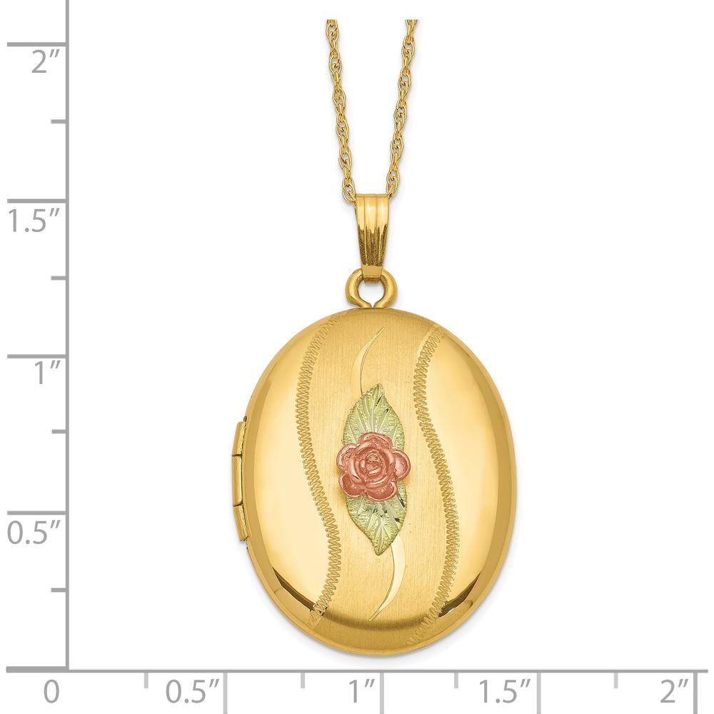 10K Yellow Gold with 12K Rose and Green Accents Locket Necklace with 14K Gold-filled Chain
